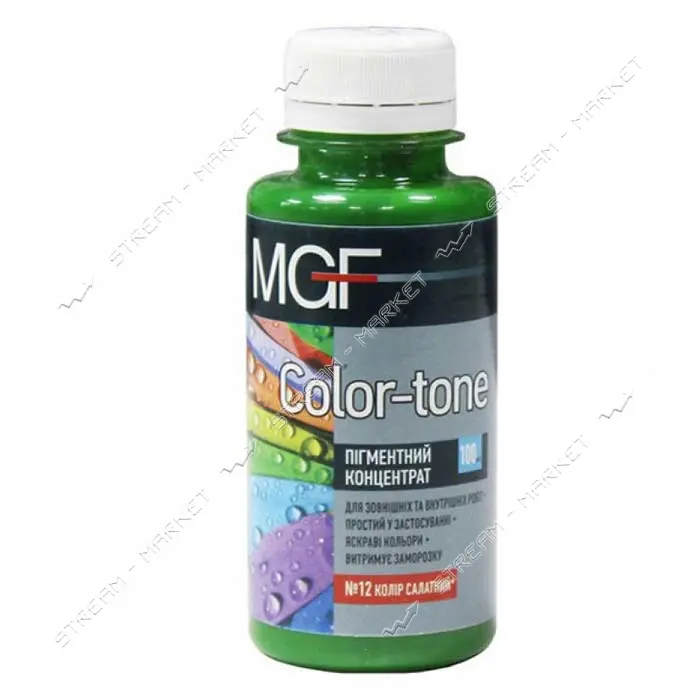 Пигмент для водоэмульсионной краски MGF Color-ton 12 100мл салатовый                                