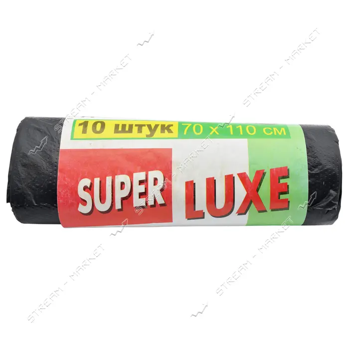 Пакет для мусора полиэтиленовый черный 120л Super Luxe 10шт                                         