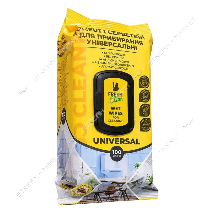 Серветки вологі для прибирання Fresh Clean Universal 100шт                                          