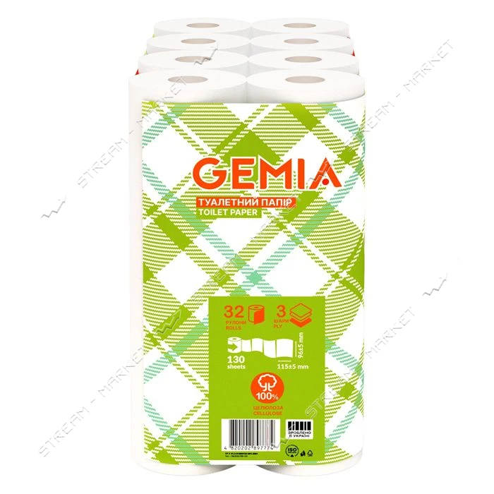Туалетний папір Gemia 3 шари 32 рулони білий                                                        