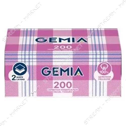 Серветки косметичні Gemia 2 шари 200 аркушів
