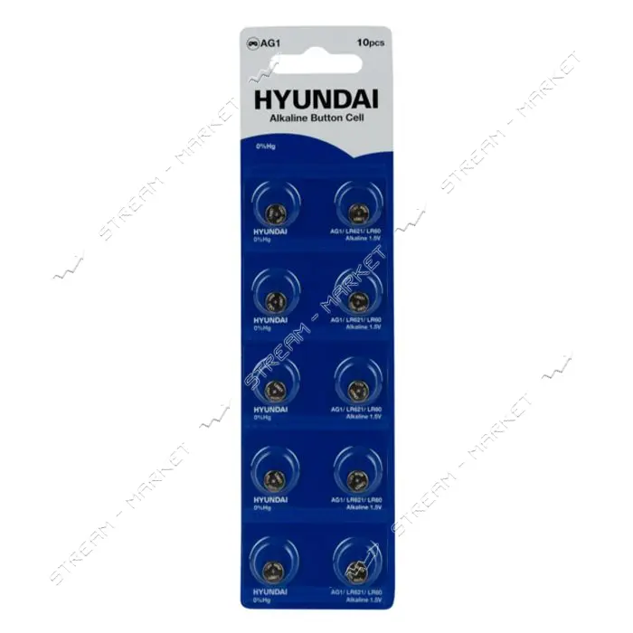 Батарейка Hyundai часовая щелочная AG1/164 круглая на блистере 10шт