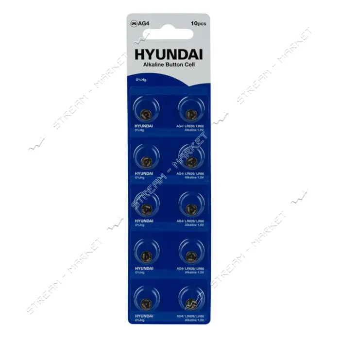Батарейка Hyundai часовая щелочная AG4/177 круглая на блистере 10шт