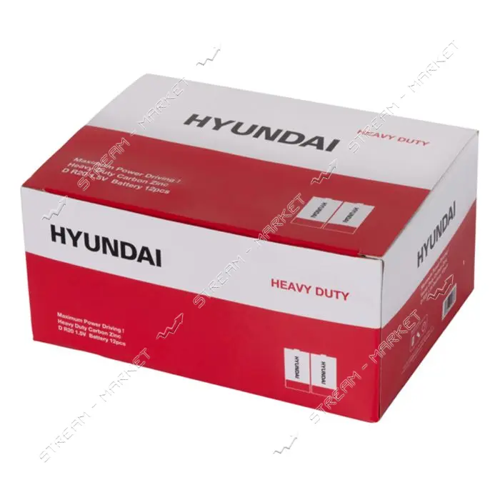 Батарейка Hyundai солевая R20 большой бочонок 2шт                                                   