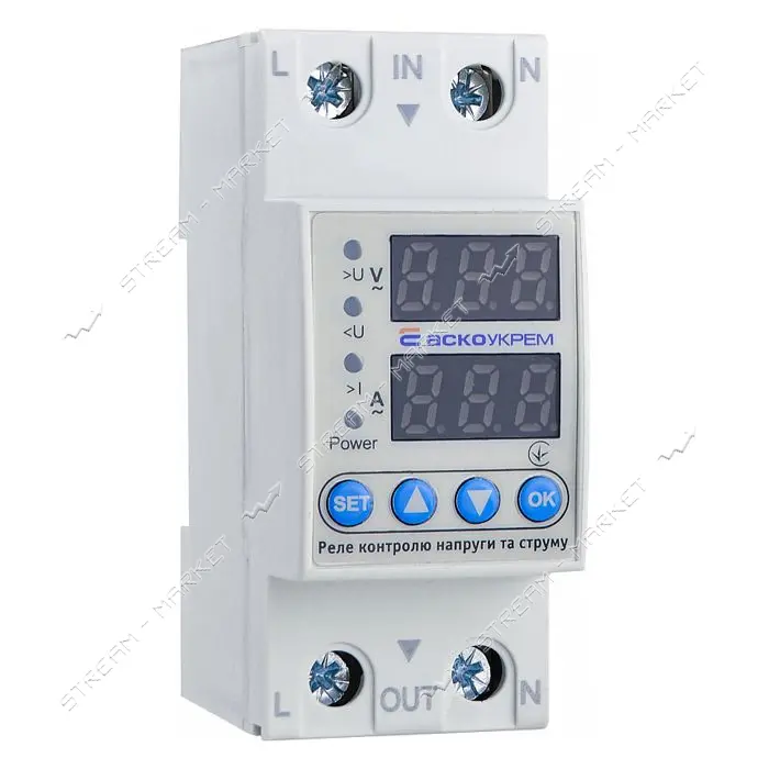 Реле контроля напряжения и тока Аско RKV 2P 40A                                                     