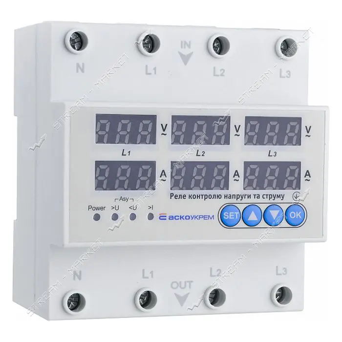 Реле контроля напряжения и тока Аско RKV 4P 63A                                                     