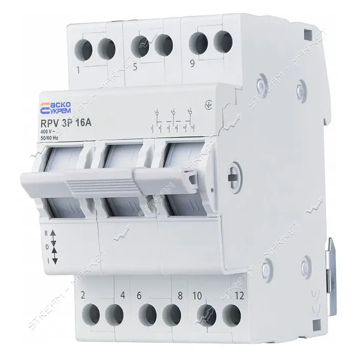 Ручной переключатель ввода Аско І-0-ІІ RPV 3P 16A