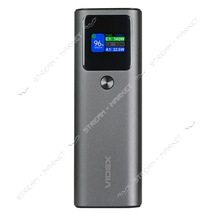 Портативное зарядное устройство Videx VPB-316 30000mAh PD140W серый