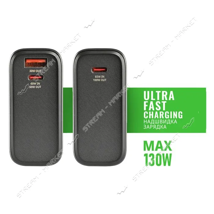 Портативное зарядное устройство Videx VPB-323 20000mAh PD100W черный