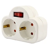 Двойник вертикальный SVT Electric SVT-7392NH с заземлением и кнопкой 16А белый