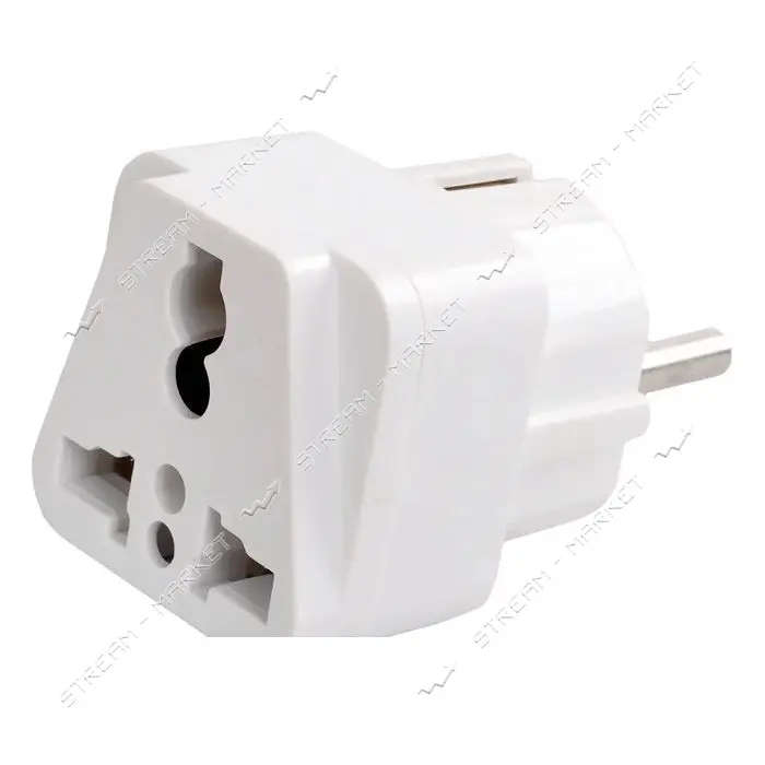 Переходник SVT Electric SVT-7312 английский с заземлением медь 10/16А 250V белый                    