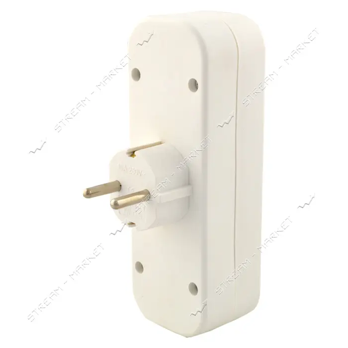 Тройник SVT Electric SVT-7383 вертикальный с заземлением 16А 250V белый