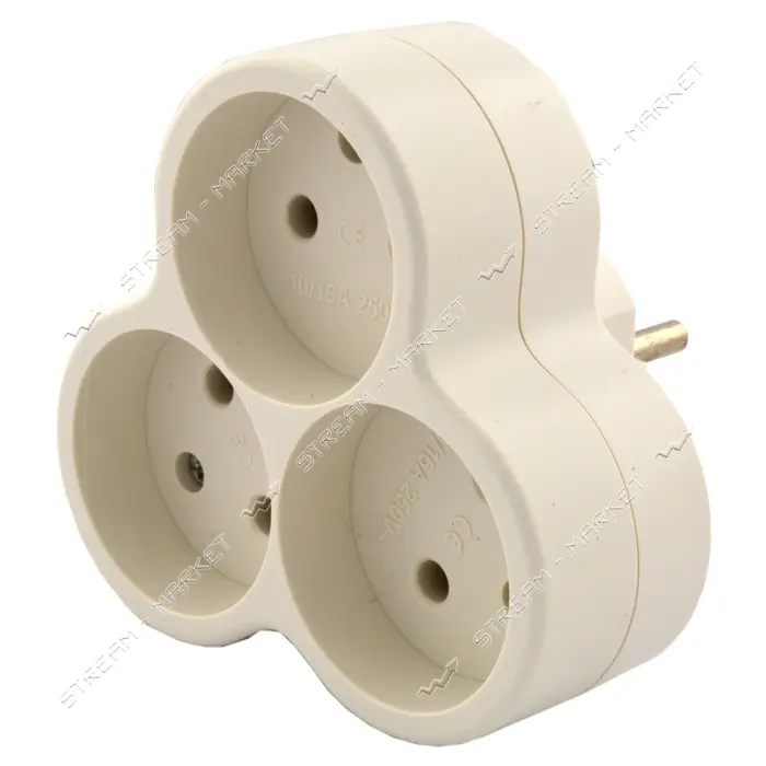 Тройник SVT Electric SVT-7370 сердечко без заземления 10/16А 250V белый                             