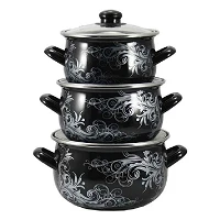 Набір каструль емаль 3-пр 2/3/4л 16658 срібло