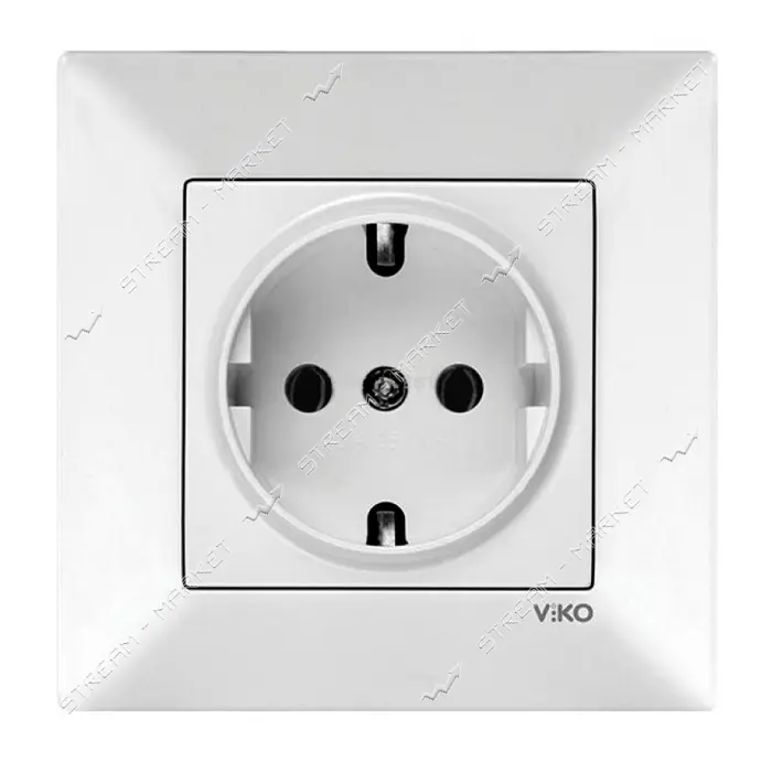 Розетка Viko 0008 Meridian с заземлением белая                                                      