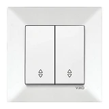 Выключатель двухклавишный проходной Viko 0017 Meridian белый