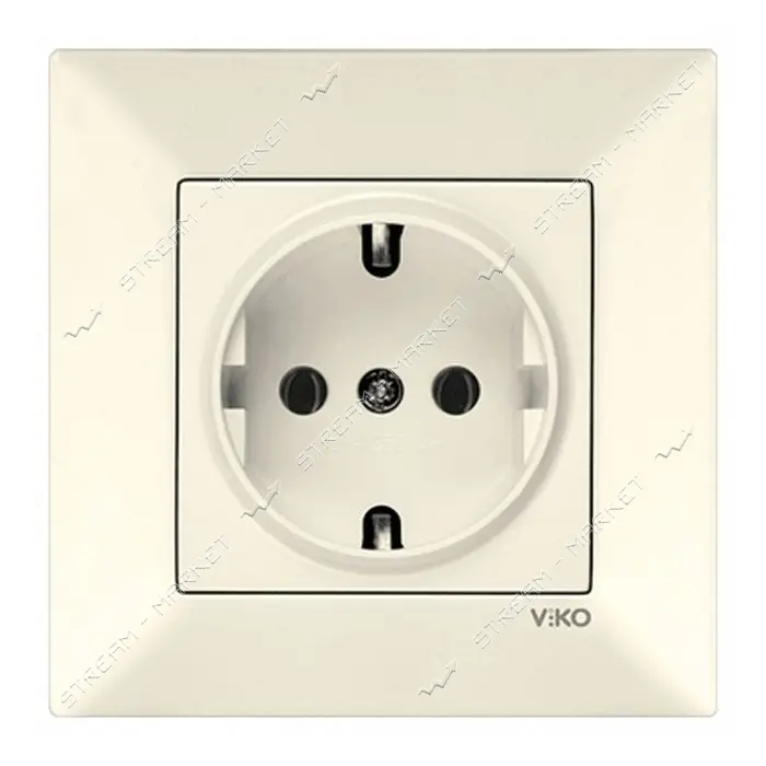 Розетка Viko 0208 Meridian с заземлением крем