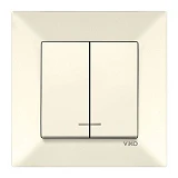 Выключатель двухклавишный Viko 0250 Meridian с подсветкой крем                                      