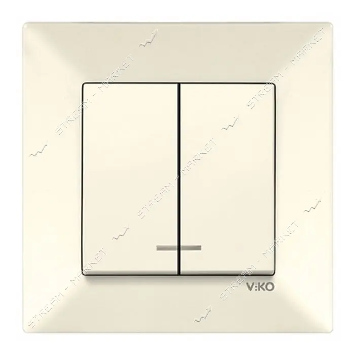 Выключатель двухклавишный Viko 0250 Meridian с подсветкой крем                                      