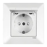 Розетка Viko 0012 Meridian с заземлением и крышкой белая                                            