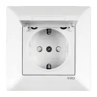 Розетка Viko 0012 Meridian із заземленням і кришкою біла                                            