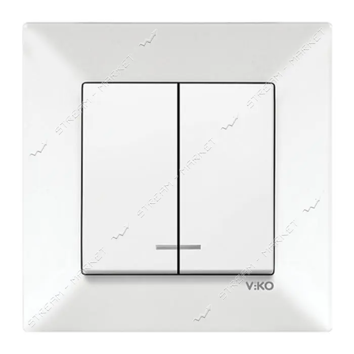 Выключатель двухклавишный Viko 0050 Meridian с подсветкой белый