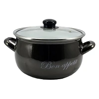 Кастрюля эмаль 2.1л d16 Bon Appetit 2234A черный                                                    