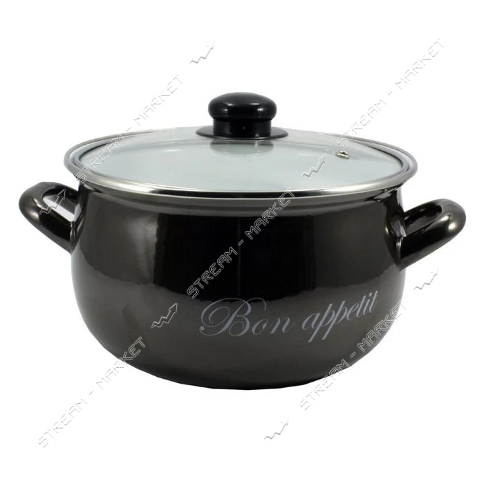 Кастрюля эмаль 2.1л d16 Bon Appetit 2234A черный                                                    