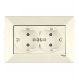 Розетка двойная Viko 0256 Meridian с заземлением крем