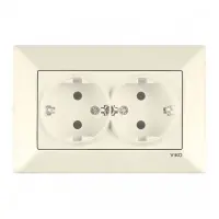 Розетка подвійна Viko 0256 Meridian із заземленням крем                                             