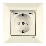 Розетка Viko 0212 Meridian с заземлением и крышкой крем                                             