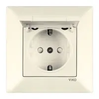 Розетка Viko 0212 Meridian із заземленням і кришкою крем                                            