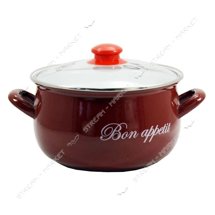 Кастрюля эмаль 4л d20 Bon Appetit 2234С красный