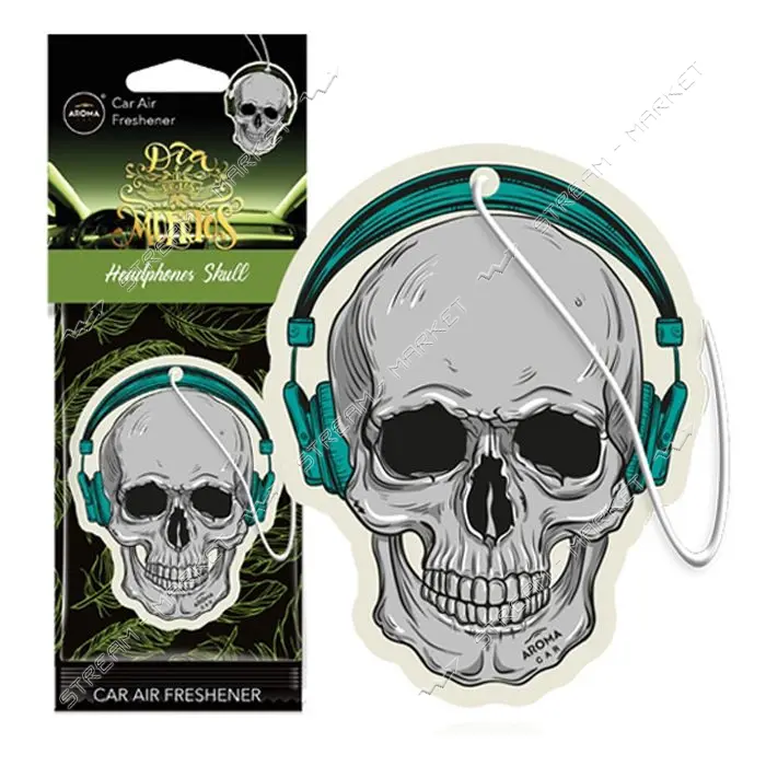 Ароматизатор Aroma Car Cellulose Dia De Los Muertos Headphones Skull