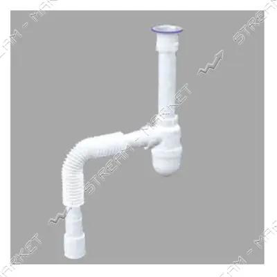 Сифон для кухни AVT с нержавеющим резьбовым выпуском 1 1/2"х40 с гибкой трубой 40х40/50