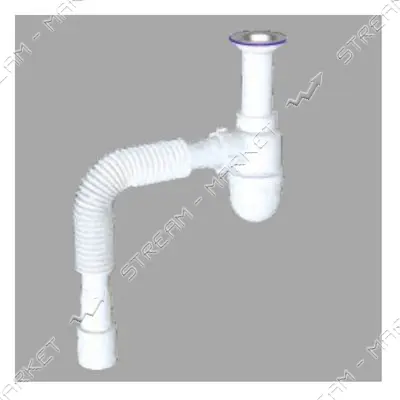 Сифон для кухни AVT с нержавеющим выпуском 1 1/2"х40 с гибкой трубой 40х40/50