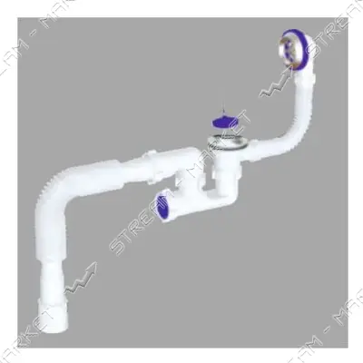 Сифон AVT для ванны 1 1/2"х40 с переливом и ревизией с гибкой трубой 40х40/50