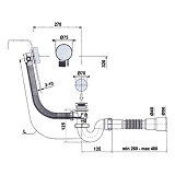 Сифон AVT для ванны прямоточный 1 1/2"х40 полуавтомат с выпуском переливом гибкой трубой 40х40/50