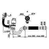 Сифон AVT для ванны прямоточный 1 1/2"х40 клик клак с выпуском и переливом гибкой трубой 40х40/50   