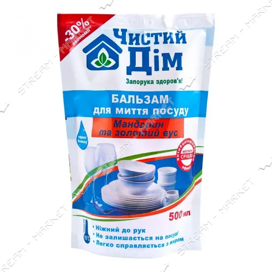 Бальзам для мытья посуды Чистый дом doy-pack Мандарин 500мл