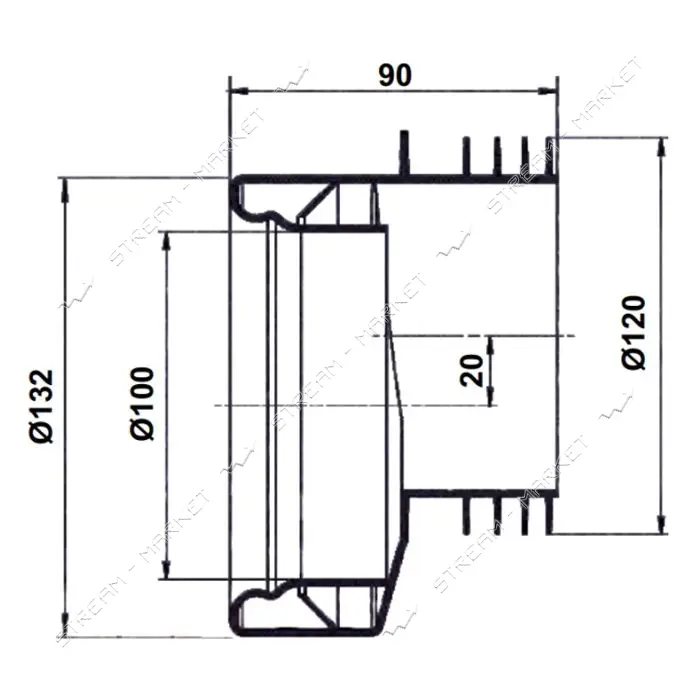 Эксцентрик AVT для унитаза 110мм смещение 20мм для чугунных труб                                    
