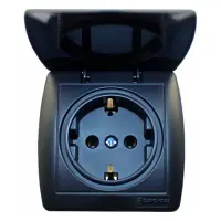 Розетка одинарная Electro House Acura EH-2148-PG с заземлением и крышкой графит                     