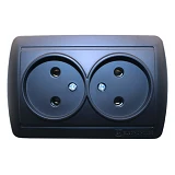 Розетка двойная Electro House Acura EH-2146-PG без заземления графит