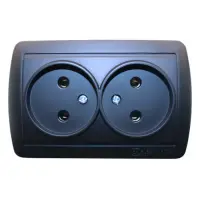 Розетка двойная Electro House Acura EH-2146-PG без заземления графит                                