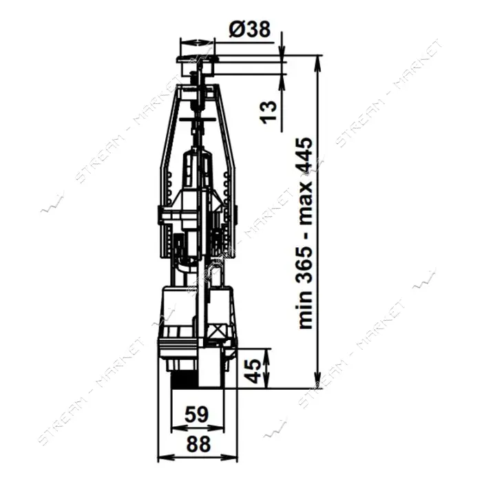 Стойка для бачка унитаза AVT одна кнопка A-030