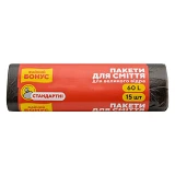 Пакет для мусора Бонус черный 60л 15шт