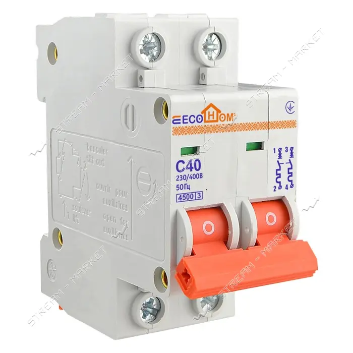 Автомат двухполюсный Acko Ecohome ECO-2/40 серия С 40А 4.5kA