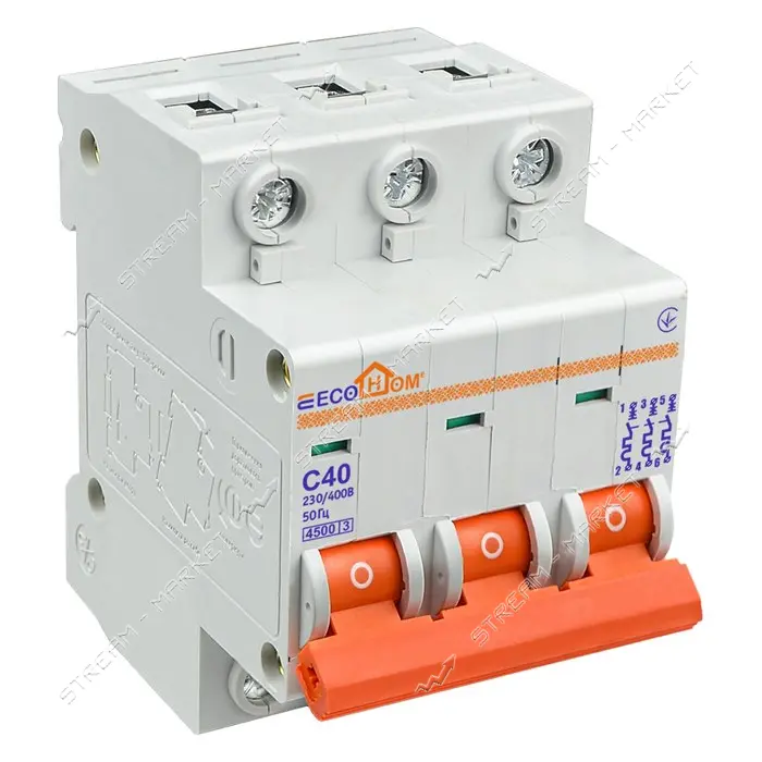 Автомат трехполюсный Acko Ecohome ECO-3/40 серия С 40А 4.5kA