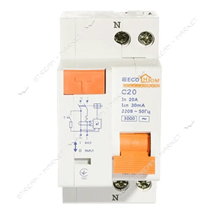Дифференциальный автомат Ecohome ECO 2х20A/30мА                                                     