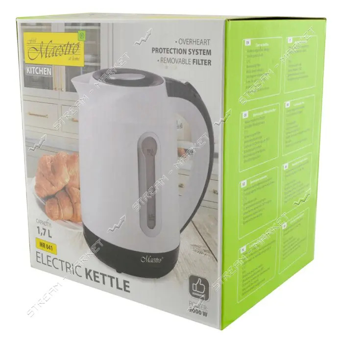 Электрочайник Maestro MR-041-WHITE 2000Вт 1.7л пластик                                              